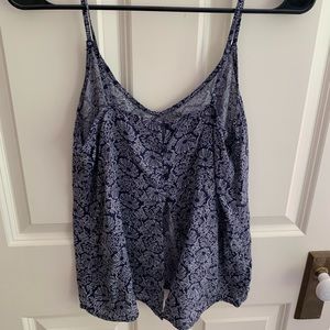 Navy Blue Patterned Loose Tank